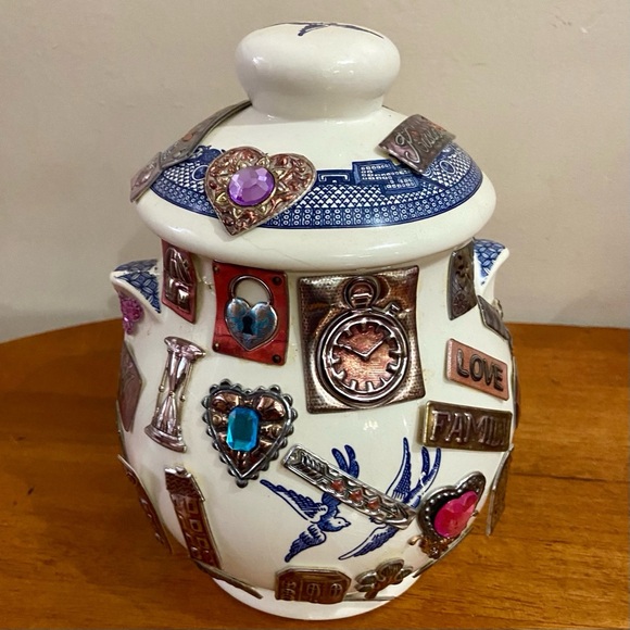 Vintage, Empire Ware, Blue Willow One of a kind Memory Jar 9.5in H x 7in D - Picture 3 of 13
